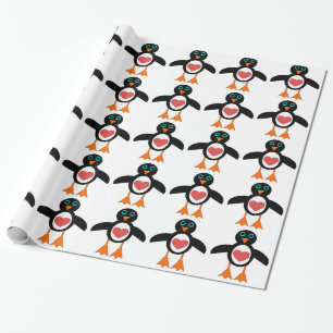 Cute Love Heart Penguin Wrapping Paper
