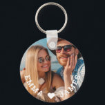 Cute Love Heart Photo Couples Personalised Names Key Ring<br><div class="desc">Cute Love Heart Photo Couples Personalised Names Keychain features your favourite photo with a love heart and personalised with your names in modern white script. Personalise by editing the text in the text box provided and adding your own picture. Perfect gifts for couples, girlfriend, wife, sweetheart and more for birthday,...</div>