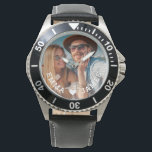 Cute Love Heart Photo Couples Personalised Names Watch<br><div class="desc">Cute Love Heart Photo Couples Personalised Names Watches features your favourite photo with a love heart and personalised with your names in modern white script. Personalise by editing the text in the text box provided and adding your own picture. Perfect gifts for couples, boyfriend, husband and more for birthday, Christmas,...</div>