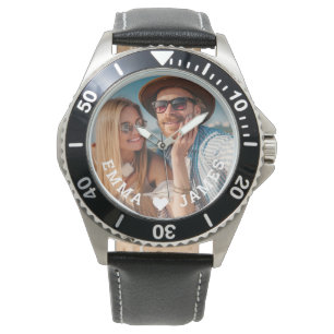 Cute Love Heart Photo Couples Personalised Names Watch