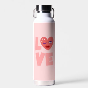 Cute Love Heart Pink Colour Cartoon Pattern Water Bottle