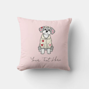 Cute love heart schnauzer design with long ears cushion