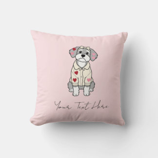 Cute love heart schnauzer design with long ears cushion
