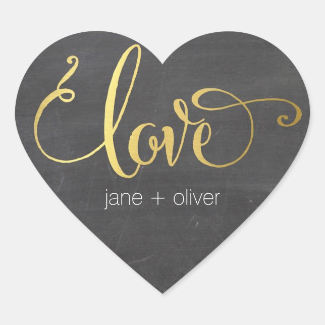 CUTE LOVE HEART SEAL modern gold foil chalkboard (Front)