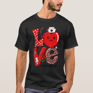 Cute Love Heart Stethoscope ICU Nurse Life Valenti T-Shirt