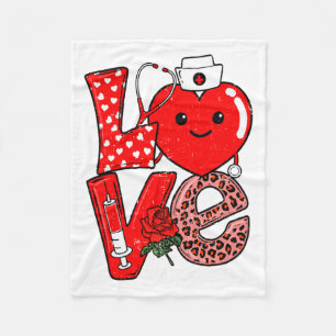Cute Love Heart Stethoscope Phlebotomist Life Vale Fleece Blanket