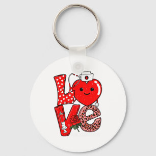 Cute Love Heart Stethoscope Phlebotomist Life Vale Key Ring