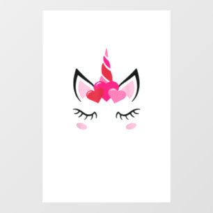 Cute Love Heart Unicorn Valentines Day Top T-Shirt Window Cling