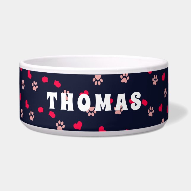 Cute Love Hearts and Paws Red Pink Pattern (Front)