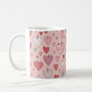 Cute Love Hearts Pattern Mug Gift
