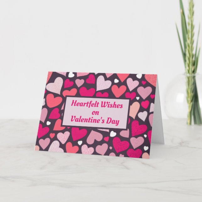 Cute Love Hearts Pattern Valentine's Day Card (Front)