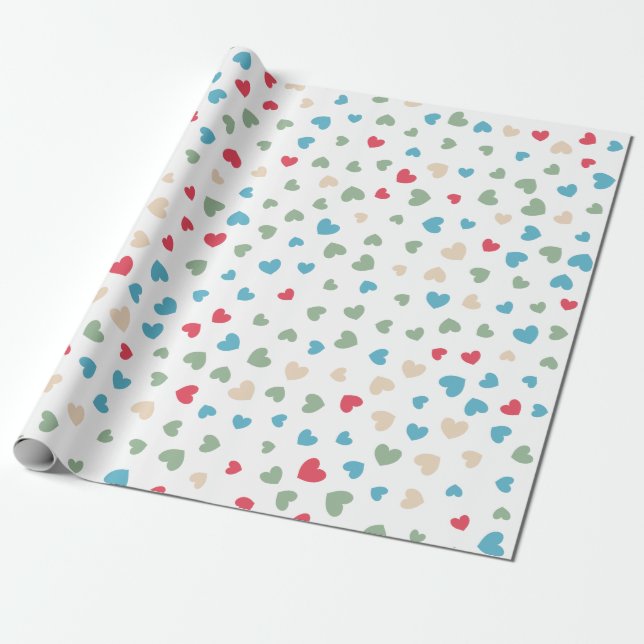 Cute Love Hearts Valentines Day  Wrapping Paper (Unrolled)