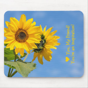 Cute Love Inspiration Sunflowers Upload Photo Text Mouse Mat