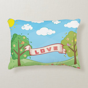 Cute Love Kindness Trees Flowers Birds Kid's Name Decorative Cushion