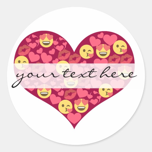Cute Love Kiss Lips Emoji Heart Classic Round Sticker (Front)