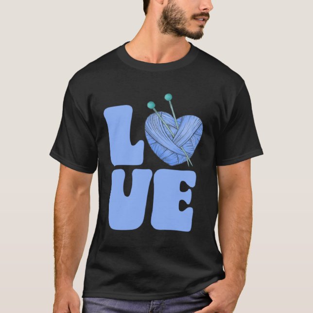 Cute LOVE Knitting Needles T-Shirt (Front)