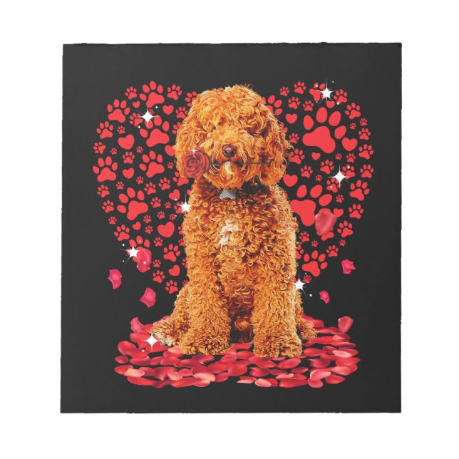 Cute Love Labradoodle Dog Valentine Pet Dog Lover Notepad (Front)