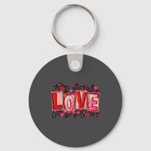 Cute Love Lettering Leopard Day Pink Valentine s Key Ring