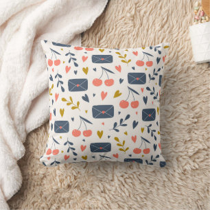 Cute Love Letters and Cherries Pattern  Cushion