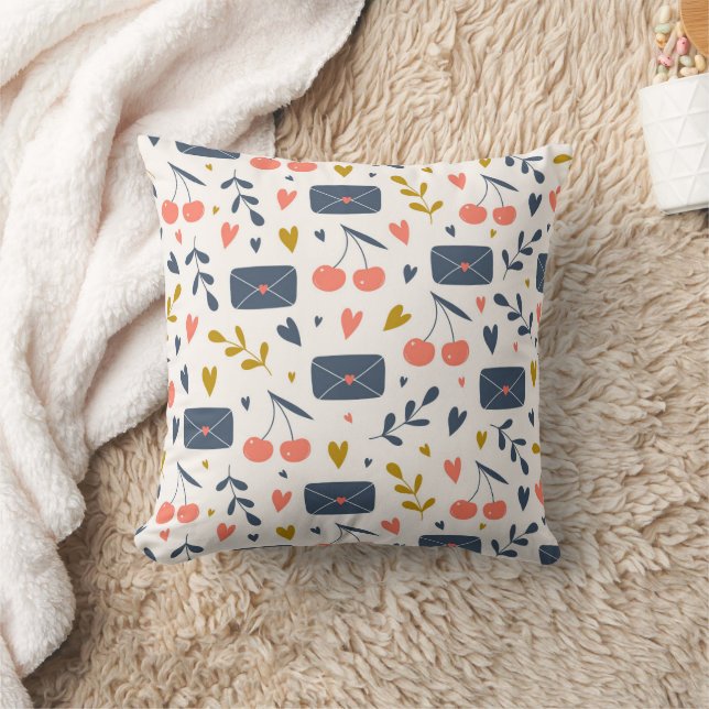 Cute Love Letters and Cherries Pattern  Cushion (Blanket)