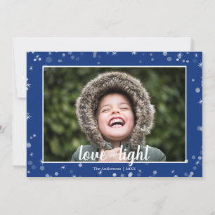 Cute Love & Light Hanukkah Holiday Photo Card