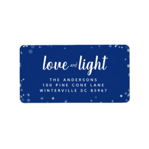 Cute Love & Light Stars Hanukkah Holiday Address Label