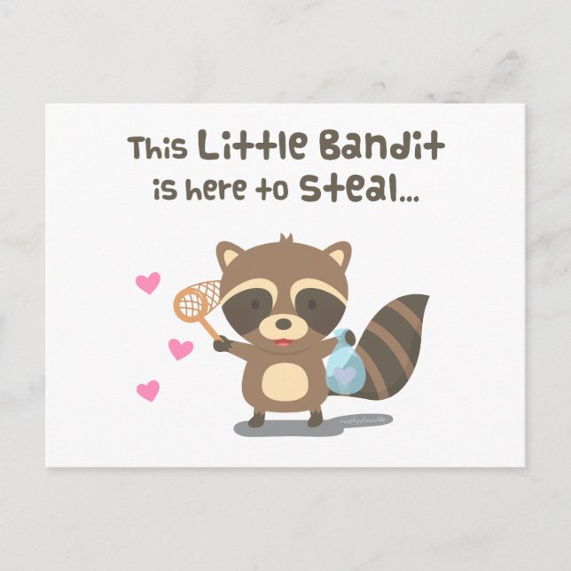 Cute Love Little Masked Bandit Racoon Postcard (Front)