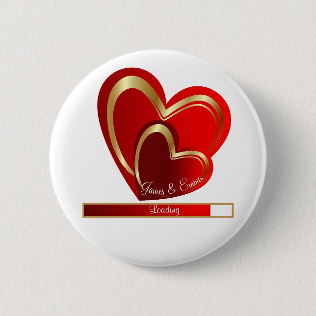 Cute Love Loading Red Hearts Personalized Wedding 6 Cm Round Badge (Front)