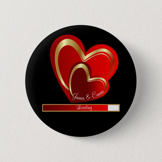 Cute Love Loading Red Hearts Personalized Wedding 6 Cm Round Badge (Front)