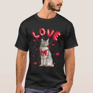 Cute Love Maine Coon Cat Valentine Pet Cat Lover T-Shirt
