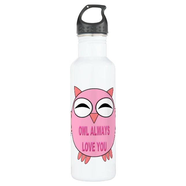 Cute Love Message Owl 710 Ml Water Bottle (Front)