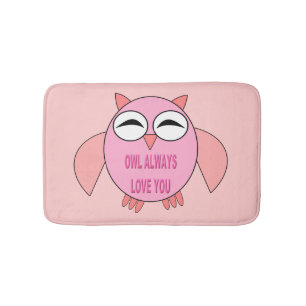 Cute Love Message Owl Bath Mat
