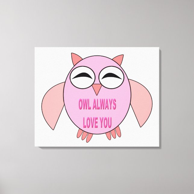 Cute Love Message Owl Canvas Print (Front)