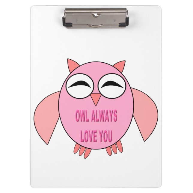 Cute Love Message Owl Clipboard (Front)