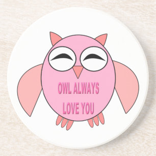 Cute Love Message Owl Coasters