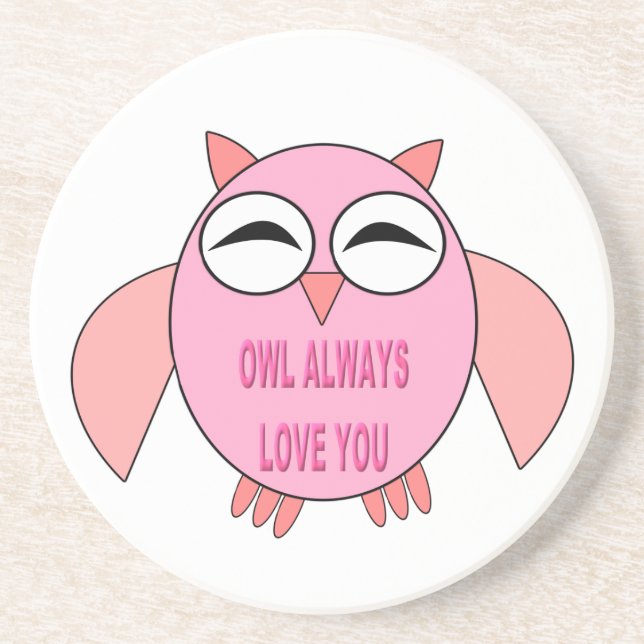 Cute Love Message Owl Coasters (Front)