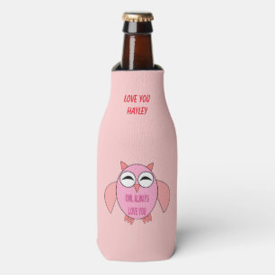 Cute Love Message Owl Custom Bottle Cooler