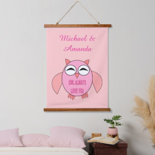 Cute Love Message Owl Custom Hanging Tapestry