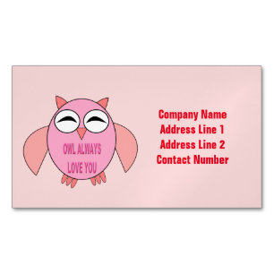 Cute Love Message Owl Custom Magnetic Business Card