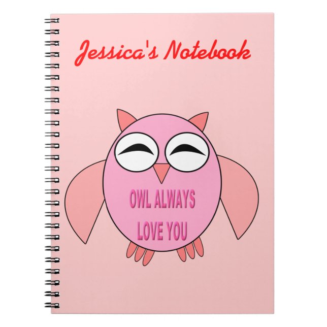 Cute Love Message Owl Customisable Notebook (Front)