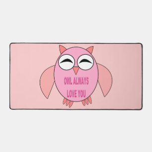 Cute Love Message Owl Desk Mat