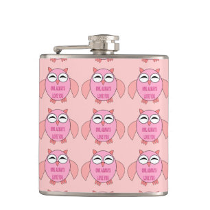 Cute Love Message Owl Flask