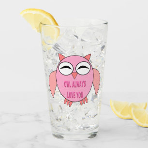 Cute Love Message Owl Glass