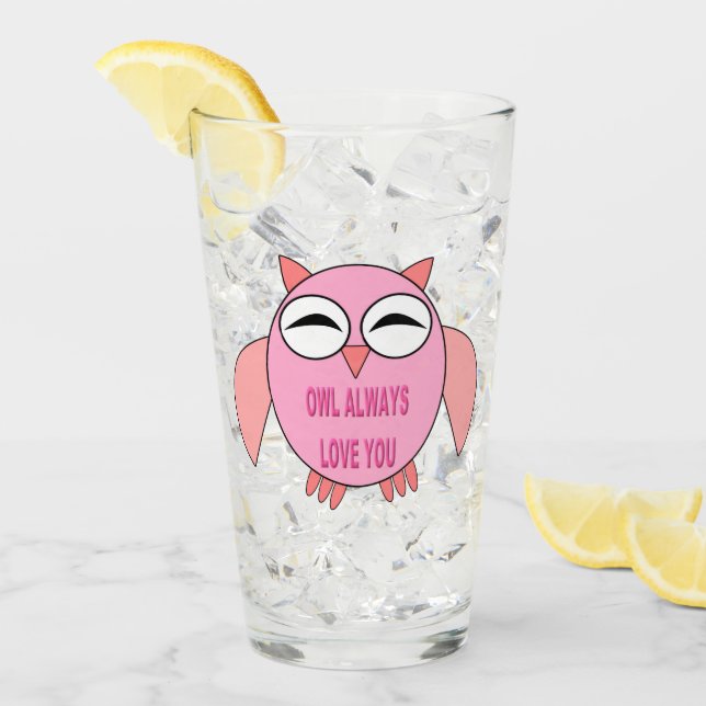 Cute Love Message Owl Glass (Front Ice)