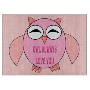 Cute Love Message Owl Glass Cutting Board