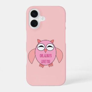 Cute Love Message Owl iPhone 16 Case