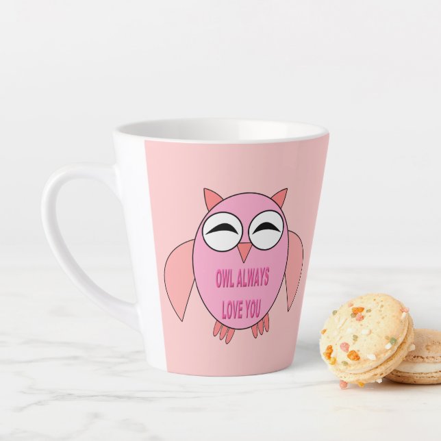 Cute Love Message Owl Latte Mug (In Situ)