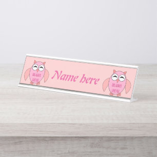 Cute Love Message Owl Personalised Desk Name Plate