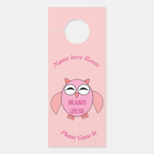 Cute Love Message Owl Personalised Door Hanger