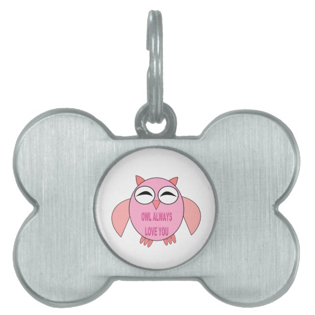 Cute Love Message Owl Pet Tag (Front)